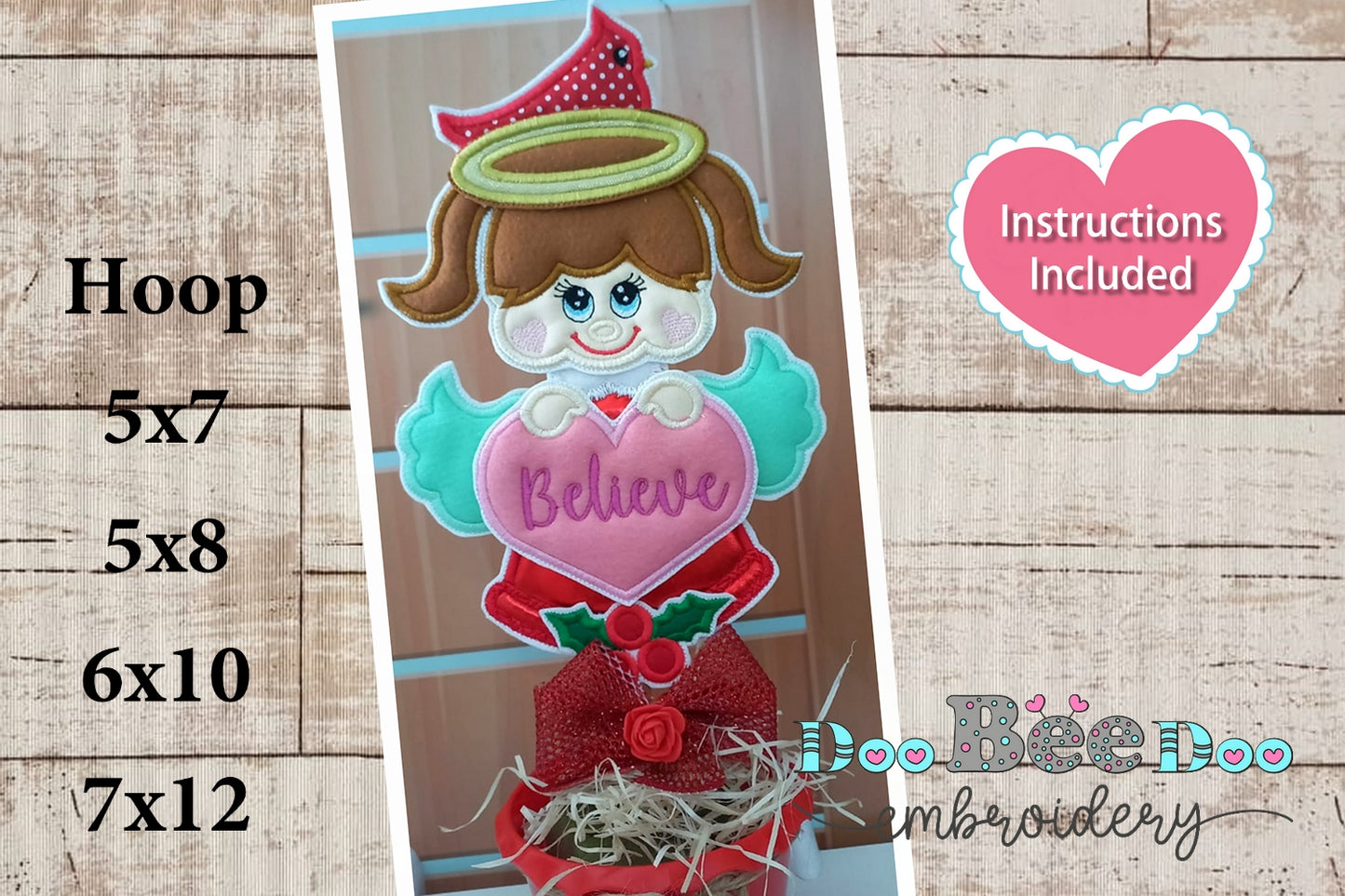 Little Angel Believe Ornament - ITH Project - Machine Embroidery Design