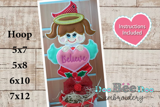 Little Angel Believe Ornament - ITH Project - Machine Embroidery Design