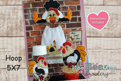 Chicken Set of 3 Designs - ITH Project - Machine Embroidery Design