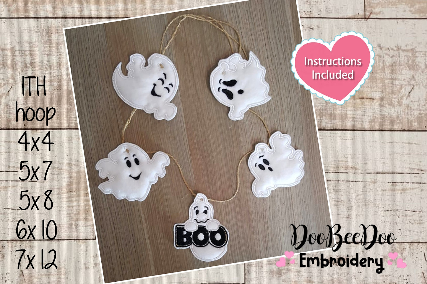 Halloween Ghosts Banner - ITH Project - Machine Embroidery Design