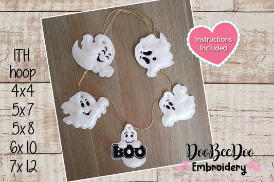 Halloween Ghosts Banner - ITH Project - Machine Embroidery Design