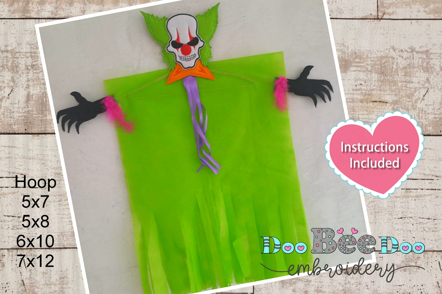 Clown Hanging Halloween - ITH Project - Machine Embroidery Design