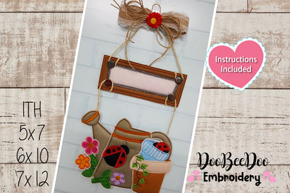 Flowers Watering Ornament - ITH Project - Machine Embroidery Design
