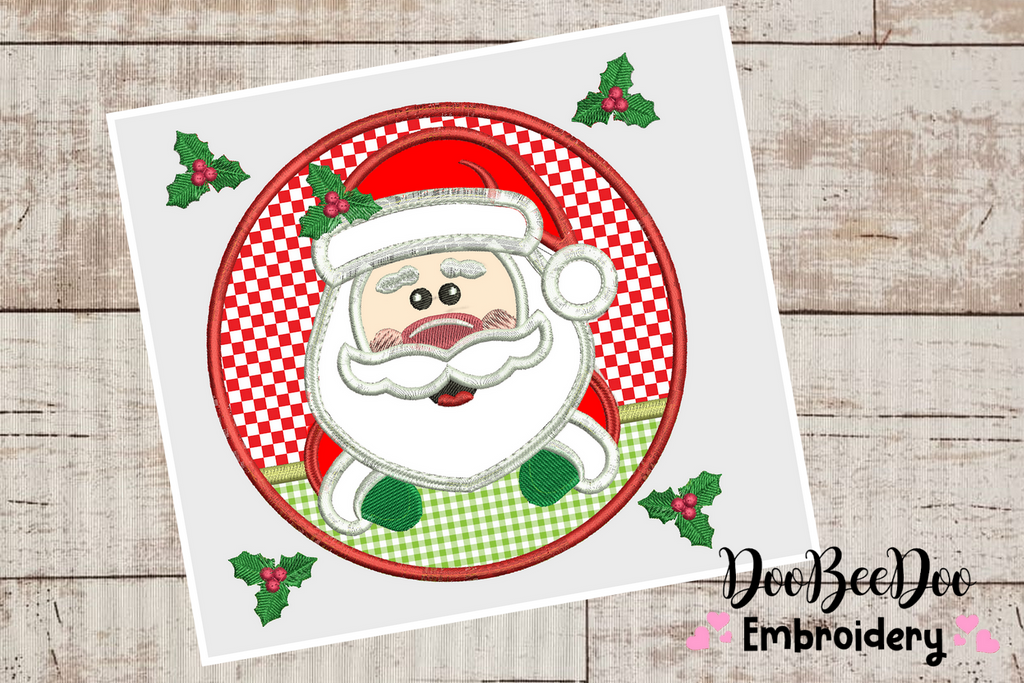 Santa Claus In the frame  - Applique - 6 Sizes - Machine Embroidery Designs