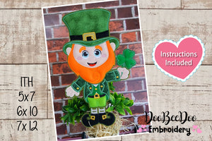Saint Patrick's Leprechaun Ornament - ITH Project - Machine Embroidery Design