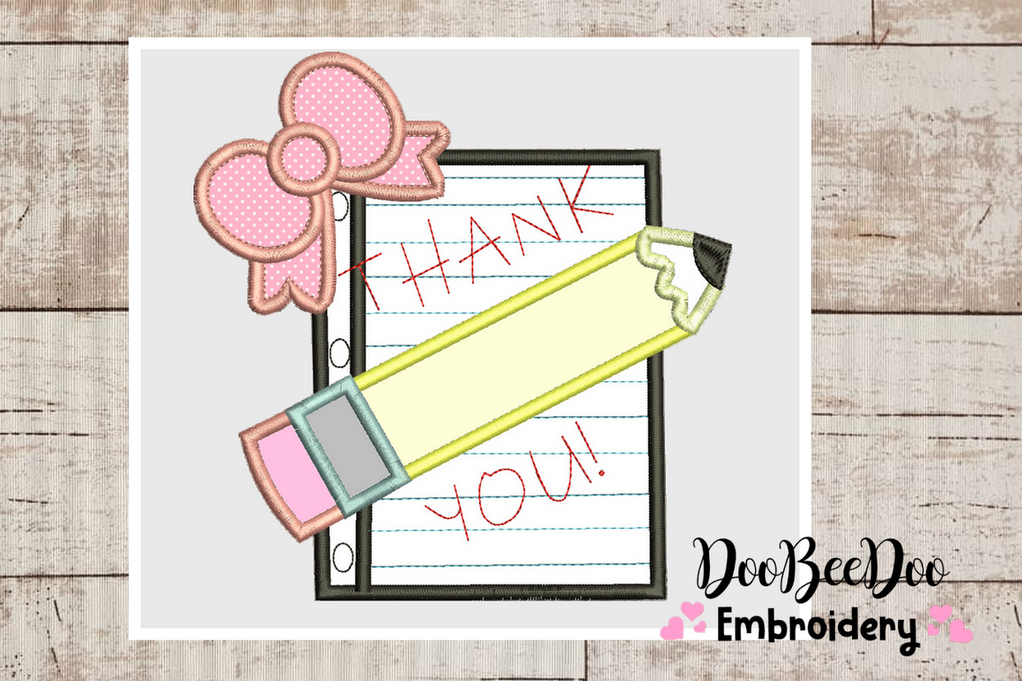 Pencil with Bow - Back to School - Applique - Machine Embroidery Design
