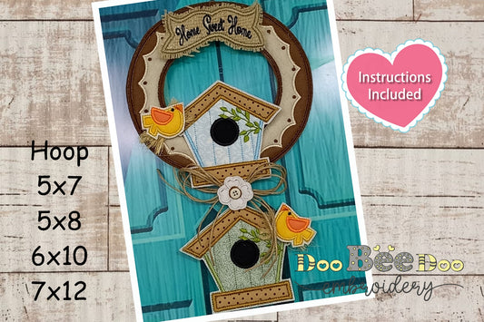 Home Sweet Home Wreath - ITH Project - Machine Embroidery Design