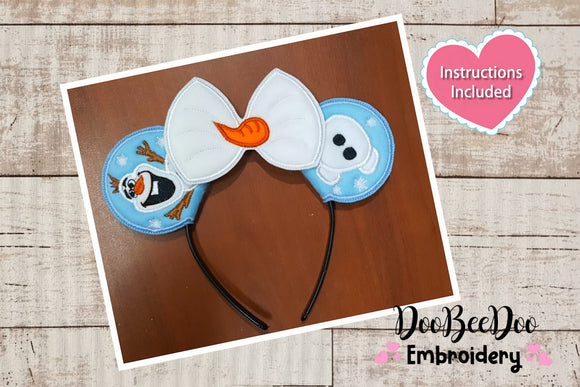 Snowman Mouse Ears Headband - ITH Project - Machine Embroidery Design