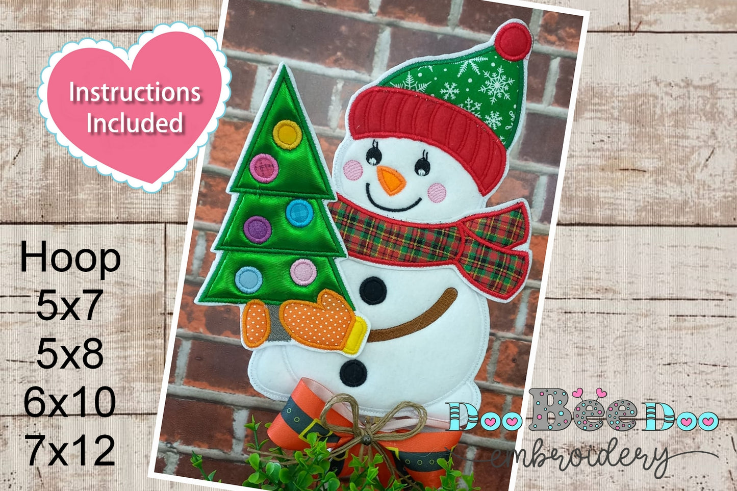 Snowman with Christmas Tree - ITH Project - Machine Embroidery Design