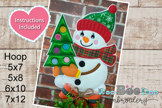 Snowman with Christmas Tree - ITH Project - Machine Embroidery Design