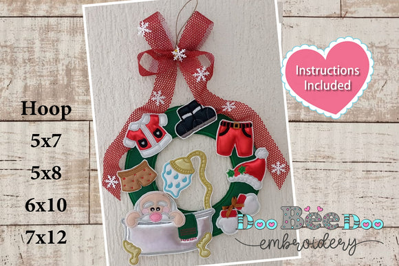 Santa's Bath Wreath - ITH Project - Machine Embroidery Design