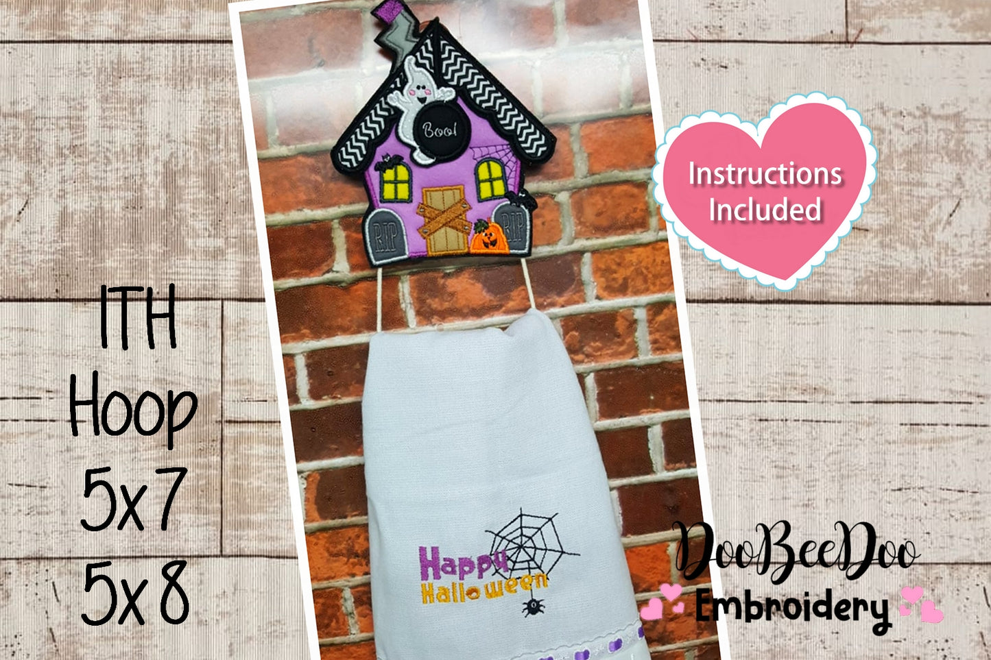 Halloween House Dish Cloth Hanger - ITH Project - Machine Embroidery Design