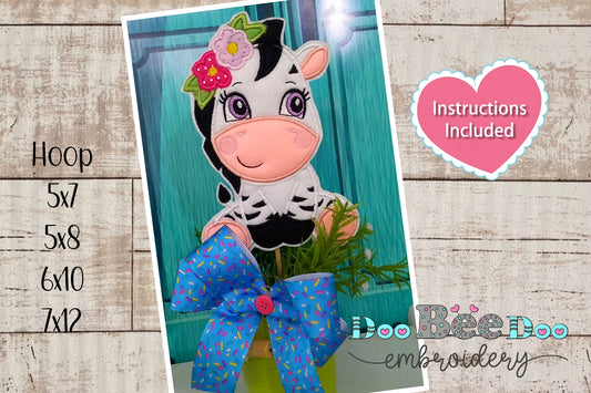 Cute Little Zebra with Flowers - ITH Project - Machine Embroidery Design