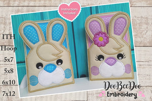 Easter Bunny Boy and Girl Cute with Pocket - ITH Project - Machine Embroidery Design