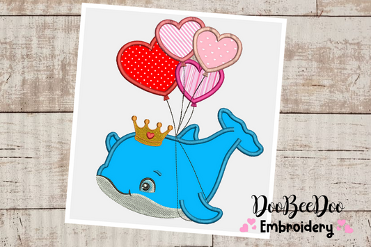 Dolphin with balloons - Applique - Machine Embroidery Designs