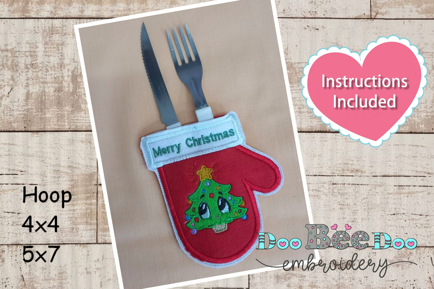 Tree Cutlery Holder - ITH Project - Machine Embroidery Design