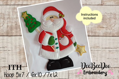 Santa Claus and Tree Door Ornament - ITH Project - Machine Embroidery Design