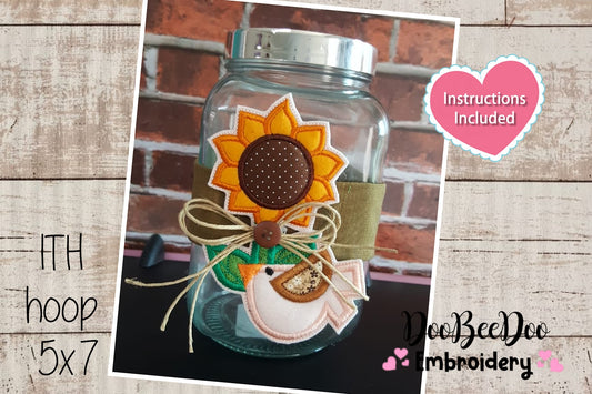 Sunflower Apply for Bowls - ITH Project - Machine Embroidery Design