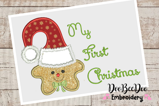 My First Christmas Star Boy  - Applique   - 5 Sizes - Machine Embroidery Designs