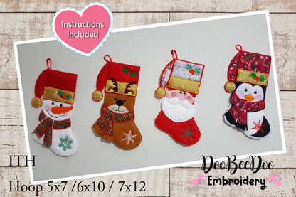 Christmas Door Ornaments Collection - ITH Project - Machine Embroidery Design