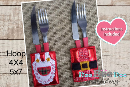 Santa and Mrs. Claus Cutlery Holder - ITH Project - Machine Embroidery Design