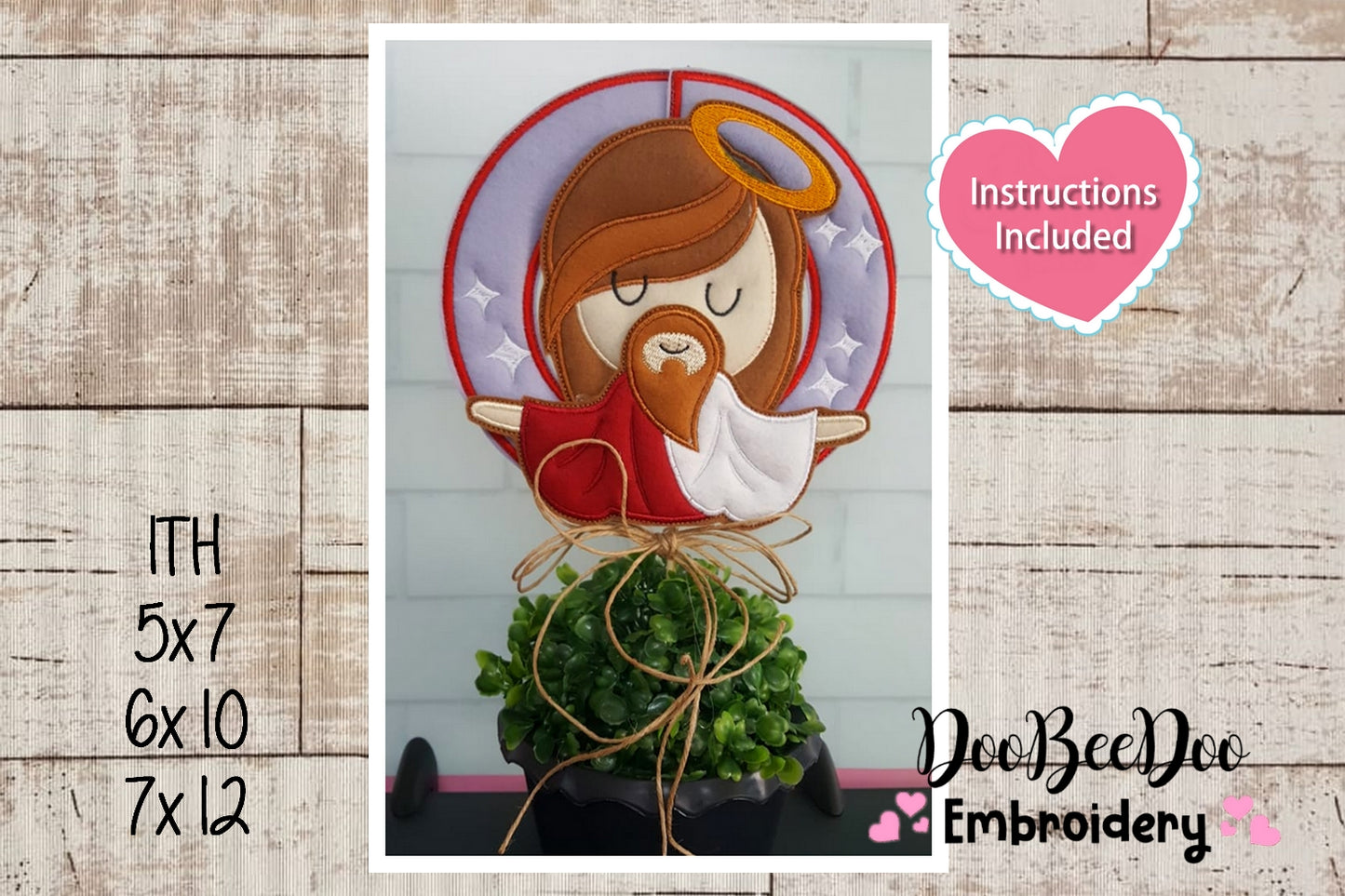 Holly Jesus Wreath - ITH Project - Machine Embroidery Design