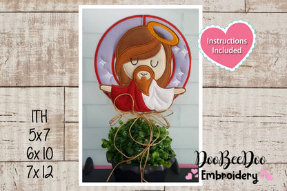 Holly Jesus Wreath - ITH Project - Machine Embroidery Design