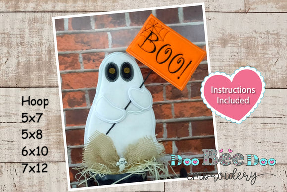 Ghost Boo for Halloween - ITH Project - Machine Embroidery Design