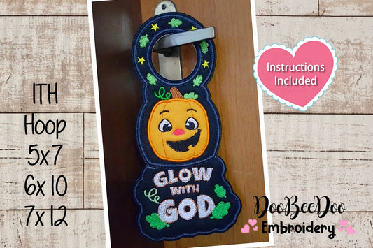 Pumpkins Door Hanger Glow with God - ITH Project - Machine Embroidery Design