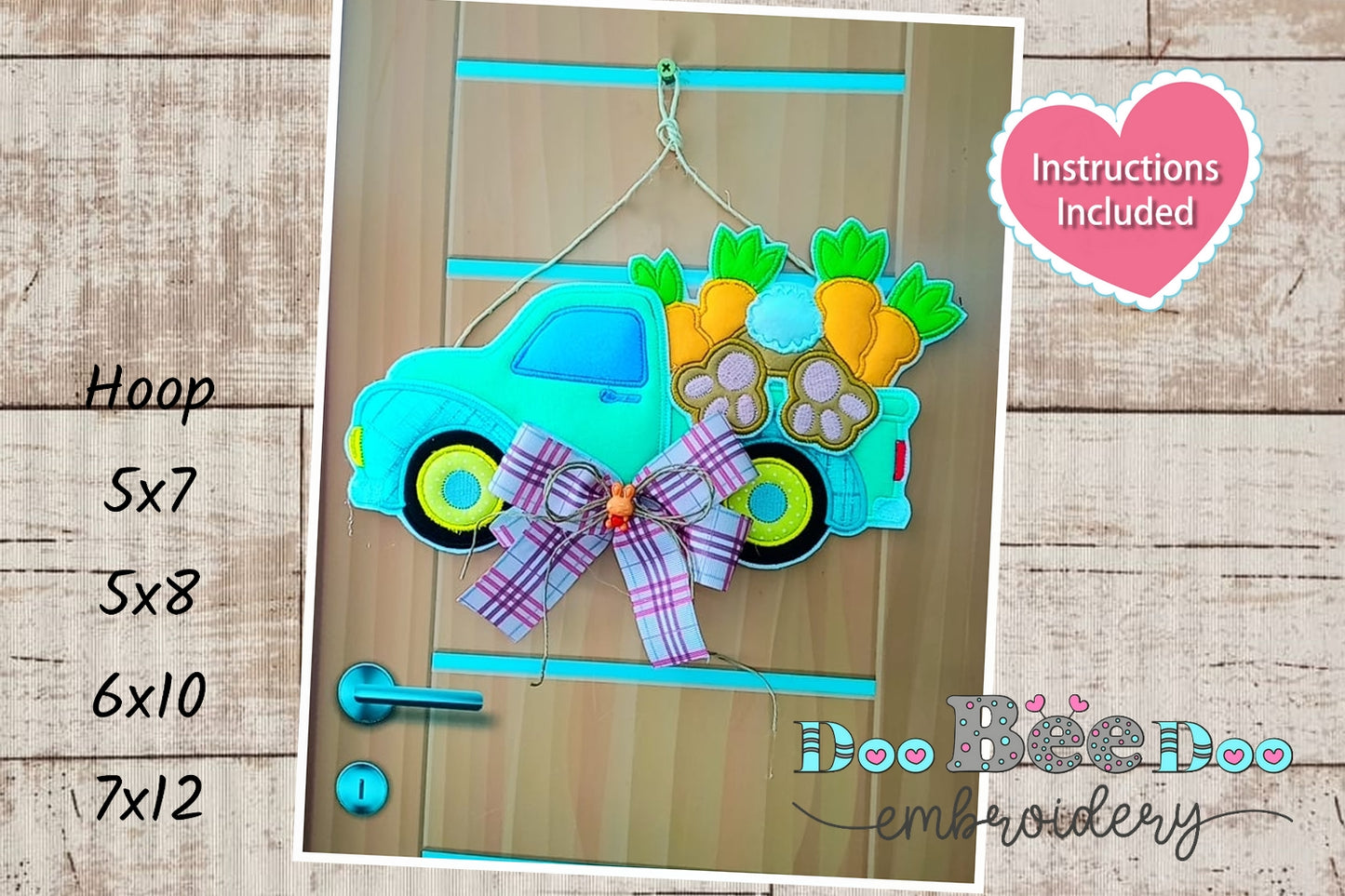 Easter Truck with Rabbit and Carrot - ITH Project - Machine Embroidery Design