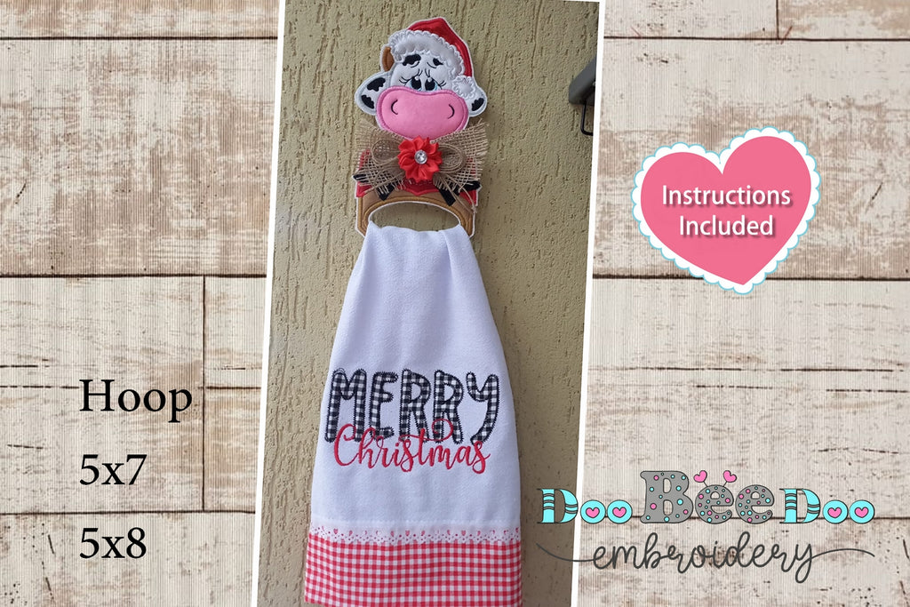 Santa Cow Towel Holder - ITH Project - Machine Embroidery Design