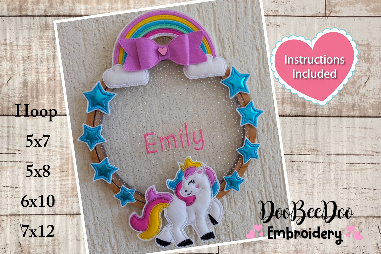 Unicorn Door Ornament - ITH Project - Machine Embroidery Design