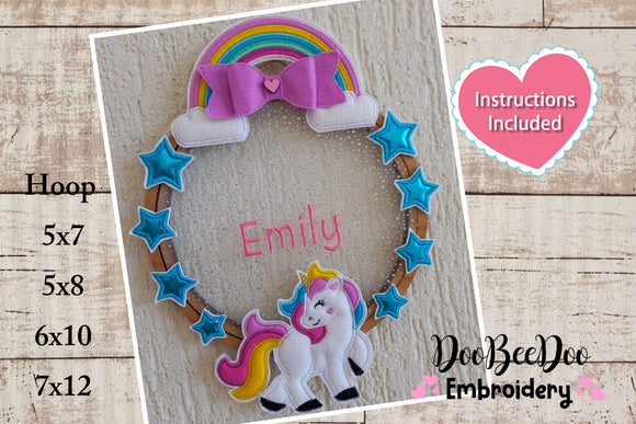 Unicorn Door Ornament - ITH Project - Machine Embroidery Design