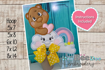 Teddy Bear Rain of Love Ornament - ITH Project - Machine Embroidery Design