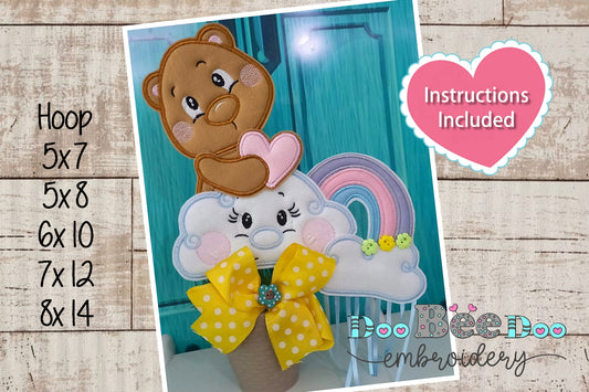 Teddy Bear Rain of Love Ornament - ITH Project - Machine Embroidery Design