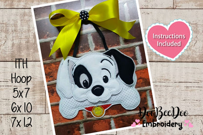 Dog Puppy and Bone Ornamet - ITH Project - Machine Embroidery Design