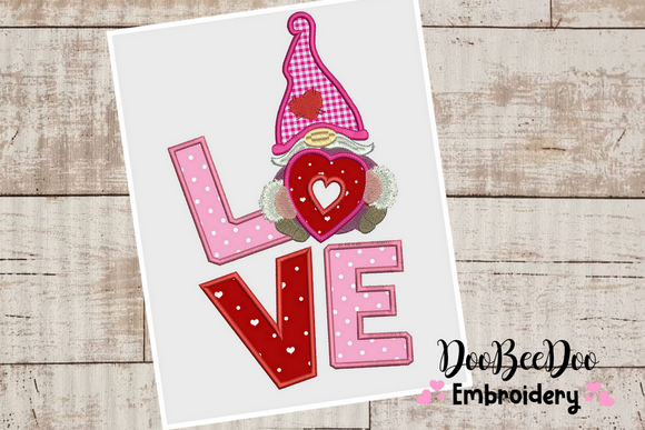 Valentines Love Gnome 1 - Applique - Machine Embroidery Designs