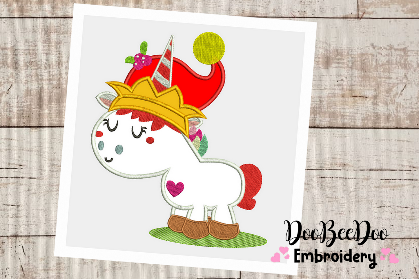 Unicorn Christmas - Applique/ Fill Stitch - 6 Sizes -  Machine Embroidery Design