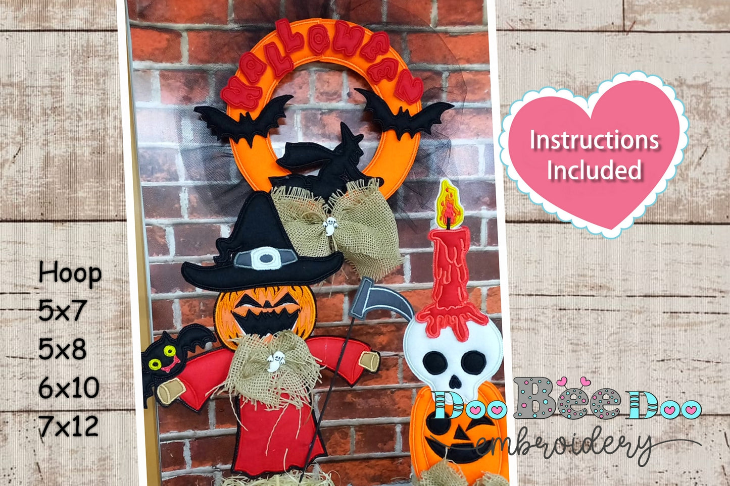 Scarecrow Halloween Set of 3 designs - ITH Project - Machine Embroidery Design