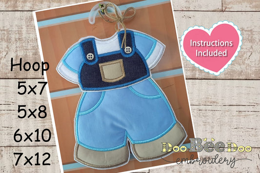 Baby Boy Clothes Nursery Door Hanger - ITH Project - Machine Embroidery Design