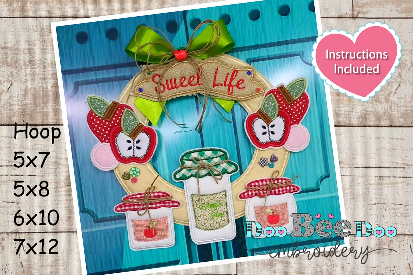 Apples Wreath - ITH Project - Machine Embroidery Design