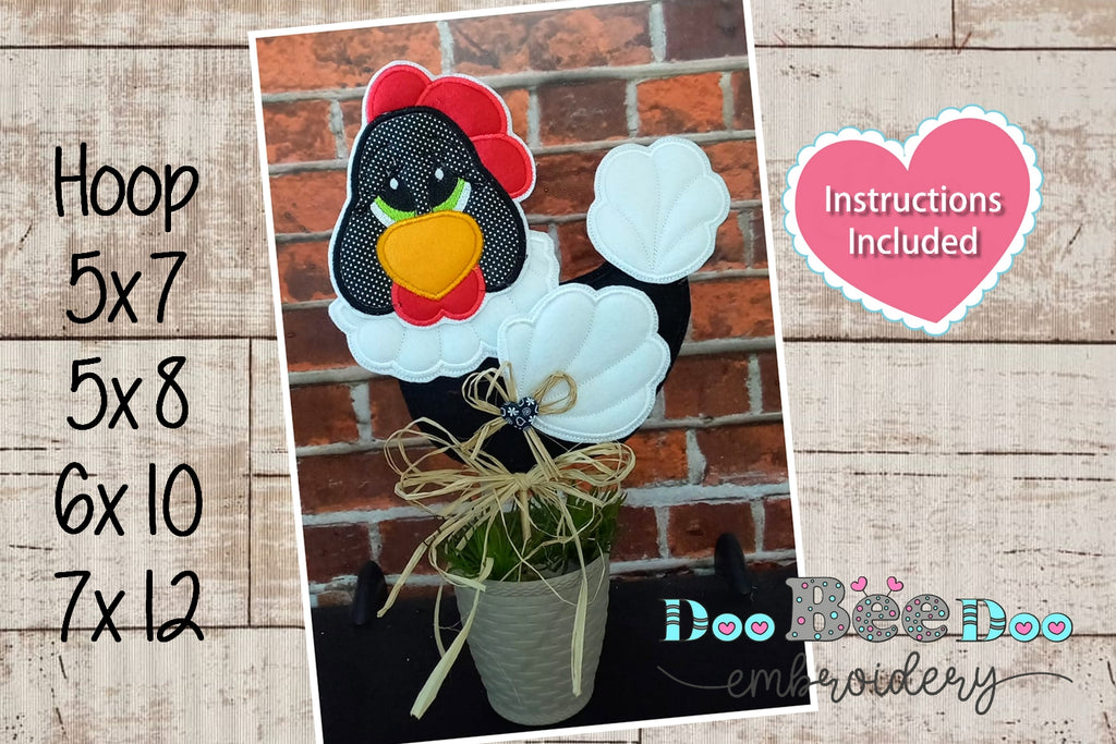 Beautiful Chicken Vase Ornament - ITH Project - Machine Embroidery Design