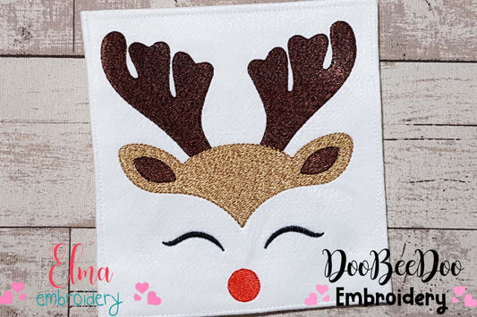 Christmas Rudolph Reindeer - Fill Stitch - Machine Embroidery Design