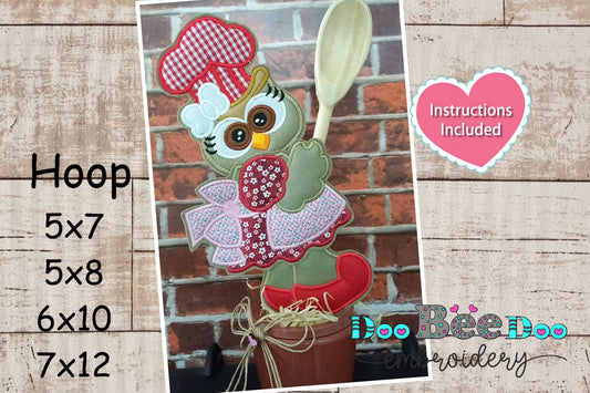 Owl Vase Ornament - ITH Project - Machine Embroidery Design