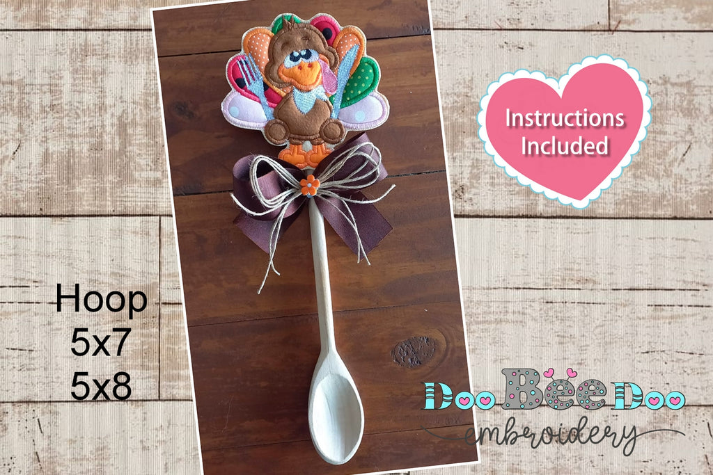 Thanksgiving Turkey for Wooden Spoon - ITH Project - Machine Embroidery Design
