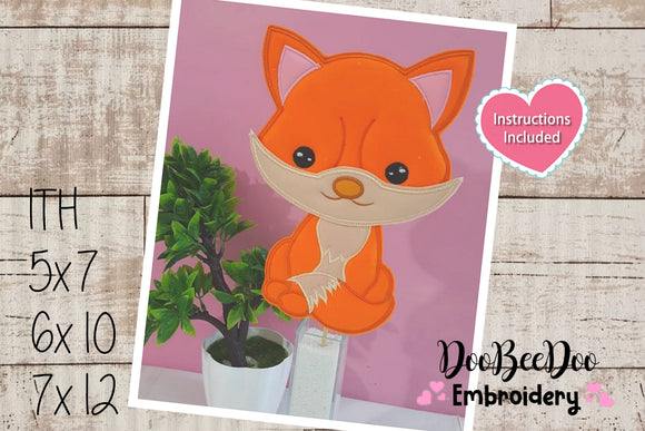 Cute Silly Fox Vase Ornament - ITH Project - Machine Embroidery Design