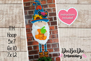 Gnome Happy Fall Folks Ornament - ITH Project - Machine Embroidery Design