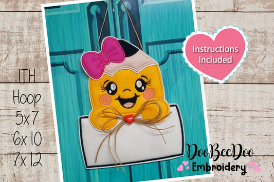 Pencil Back to School Ornament - ITH Project - Machine Embroidery Design