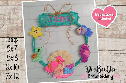 Mermaid Door Ornament - ITH Project - Machine Embroidery Design