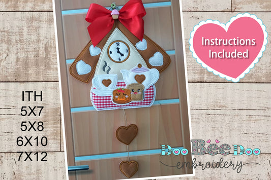 Little House Tea Time Ornament - ITH Project - Machine Embroidery Design